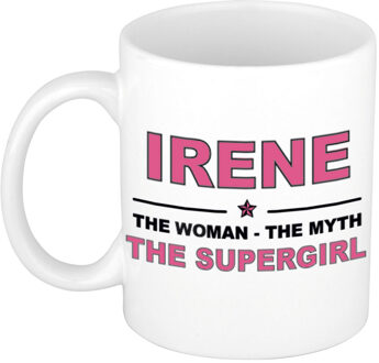 Bellatio Decorations Naam cadeau mok/ beker Irene The woman, The myth the supergirl 300 ml - Naam mokken Multikleur