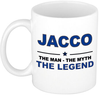 Bellatio Decorations Naam cadeau mok/ beker Jacco The man, The myth the legend 300 ml - Naam mokken Multikleur