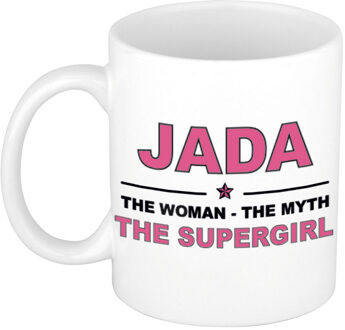 Bellatio Decorations Naam cadeau mok/ beker Jada The woman, The myth the supergirl 300 ml - Naam mokken Multikleur