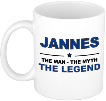 Bellatio Decorations Naam cadeau mok/ beker Jannes The man, The myth the legend 300 ml - Naam mokken Multikleur