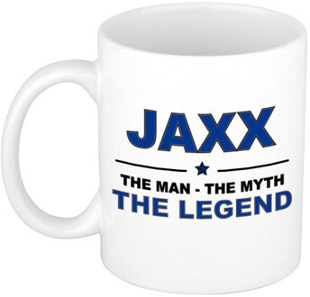 Bellatio Decorations Naam cadeau mok/ beker Jaxx The man, The myth the legend 300 ml - Naam mokken Multikleur