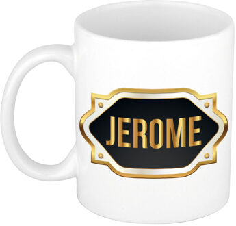 Bellatio Decorations Naam cadeau mok / beker Jerome met gouden embleem 300 ml