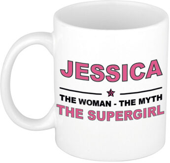 Bellatio Decorations Naam cadeau mok/ beker Jessica The woman, The myth the supergirl 300 ml - Naam mokken Multikleur