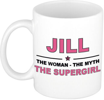 Bellatio Decorations Naam cadeau mok/ beker Jill The woman, The myth the supergirl 300 ml - Naam mokken Multikleur