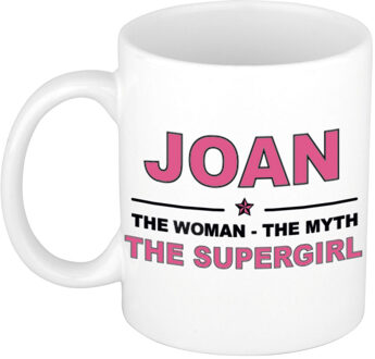 Bellatio Decorations Naam cadeau mok/ beker Joan The woman, The myth the supergirl 300 ml - Naam mokken Multikleur