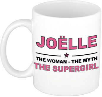 Bellatio Decorations Naam cadeau mok/ beker Joelle The woman, The myth the supergirl 300 ml - Naam mokken Multikleur
