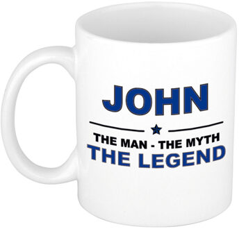 Bellatio Decorations Naam cadeau mok/ beker John The man, The myth the legend 300 ml - Naam mokken Multikleur