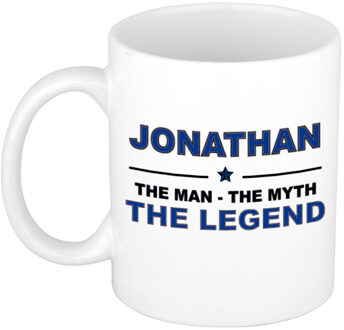 Bellatio Decorations Naam cadeau mok/ beker Jonathan The man, The myth the legend 300 ml - Naam mokken Multikleur