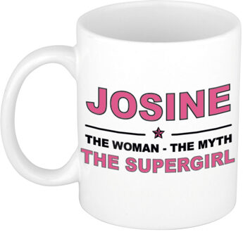 Bellatio Decorations Naam cadeau mok/ beker Josine The woman, The myth the supergirl 300 ml - Naam mokken Multikleur