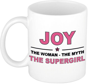 Bellatio Decorations Naam cadeau mok/ beker Joy The woman, The myth the supergirl 300 ml - Naam mokken Multikleur