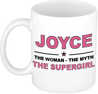 Bellatio Decorations Naam cadeau mok/ beker Joyce The woman, The myth the supergirl 300 ml - Naam mokken Multikleur