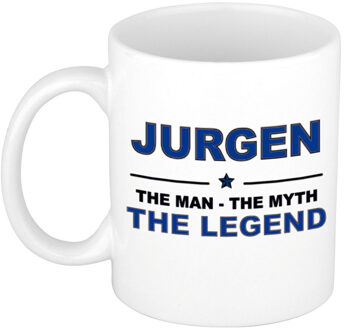 Bellatio Decorations Naam cadeau mok/ beker Jurgen The man, The myth the legend 300 ml - Naam mokken Multikleur