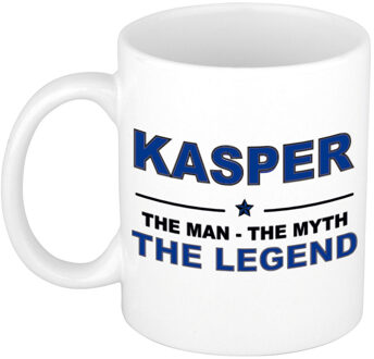 Bellatio Decorations Naam cadeau mok/ beker Kasper The man, The myth the legend 300 ml - Naam mokken Multikleur