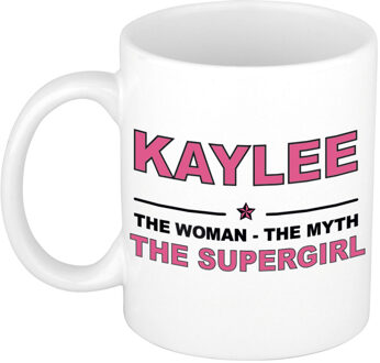 Bellatio Decorations Naam cadeau mok/ beker Kaylee The woman, The myth the supergirl 300 ml - Naam mokken Multikleur