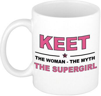 Bellatio Decorations Naam cadeau mok/ beker Keet The woman, The myth the supergirl 300 ml - Naam mokken Multikleur
