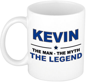 Bellatio Decorations Naam cadeau mok/ beker Kevin The man, The myth the legend 300 ml - Naam mokken Multikleur