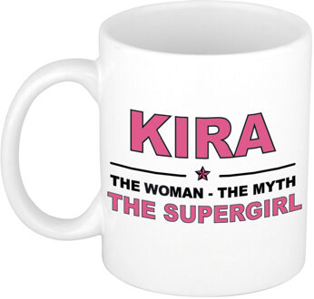 Bellatio Decorations Naam cadeau mok/ beker Kira The woman, The myth the supergirl 300 ml - Naam mokken Multikleur