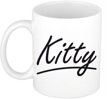 Bellatio Decorations Naam cadeau mok / beker Kitty met sierlijke letters 300 ml