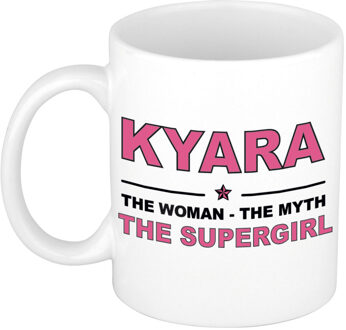 Bellatio Decorations Naam cadeau mok/ beker Kyara The woman, The myth the supergirl 300 ml - Naam mokken Multikleur