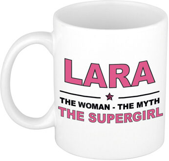 Bellatio Decorations Naam cadeau mok/ beker Lara The woman, The myth the supergirl 300 ml - Naam mokken Multikleur