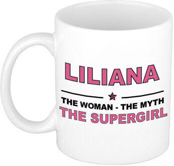 Bellatio Decorations Naam cadeau mok/ beker Liliana The woman, The myth the supergirl 300 ml - Naam mokken Multikleur