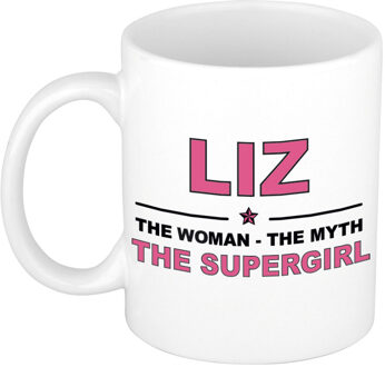 Bellatio Decorations Naam cadeau mok/ beker Liz The woman, The myth the supergirl 300 ml - Naam mokken Multikleur
