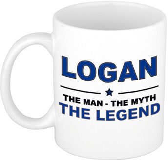 Bellatio Decorations Naam cadeau mok/ beker Logan The man, The myth the legend 300 ml - Naam mokken Multikleur