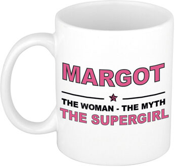 Bellatio Decorations Naam cadeau mok/ beker Margot The woman, The myth the supergirl 300 ml - Naam mokken Multikleur