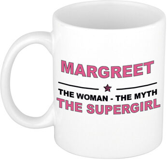 Bellatio Decorations Naam cadeau mok/ beker Margreet The woman, The myth the supergirl 300 ml - Naam mokken Multikleur