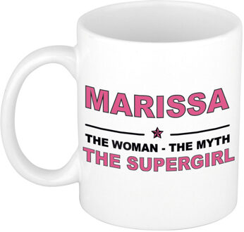 Bellatio Decorations Naam cadeau mok/ beker Marissa The woman, The myth the supergirl 300 ml - Naam mokken Multikleur