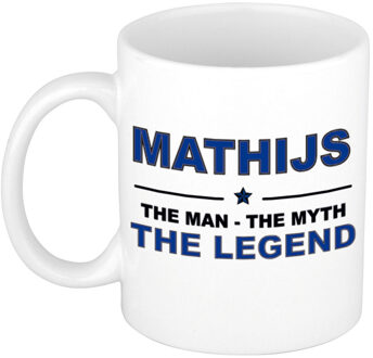 Bellatio Decorations Naam cadeau mok/ beker Mathijs The man, The myth the legend 300 ml - Naam mokken Multikleur