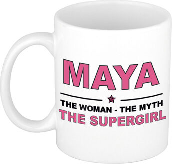 Bellatio Decorations Naam cadeau mok/ beker Maya The woman, The myth the supergirl 300 ml - Naam mokken Multikleur