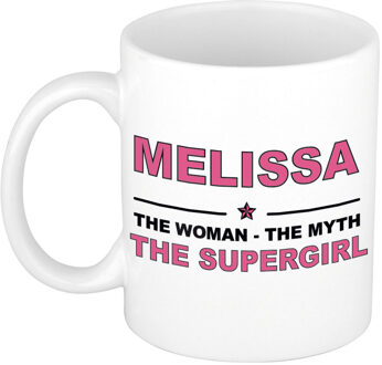 Bellatio Decorations Naam cadeau mok/ beker Melissa The woman, The myth the supergirl 300 ml - Naam mokken Multikleur