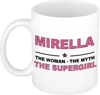 Bellatio Decorations Naam cadeau mok/ beker Mirella The woman, The myth the supergirl 300 ml - Naam mokken Multikleur