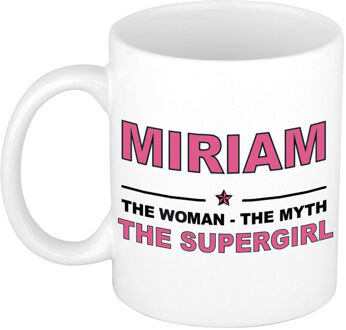 Bellatio Decorations Naam cadeau mok/ beker Miriam The woman, The myth the supergirl 300 ml - Naam mokken Multikleur