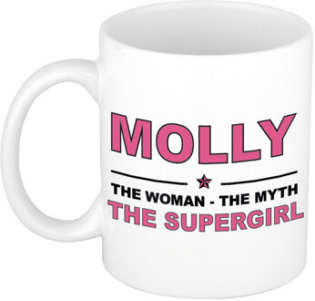 Bellatio Decorations Naam cadeau mok/ beker Molly The woman, The myth the supergirl 300 ml - Naam mokken Multikleur