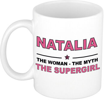 Bellatio Decorations Naam cadeau mok/ beker Natalia The woman, The myth the supergirl 300 ml - Naam mokken Multikleur