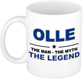 Bellatio Decorations Naam cadeau mok/ beker Olle The man, The myth the legend 300 ml - Naam mokken Multikleur