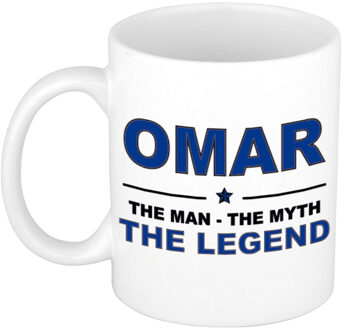 Bellatio Decorations Naam cadeau mok/ beker Omar The man, The myth the legend 300 ml - Naam mokken Multikleur