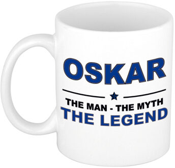 Bellatio Decorations Naam cadeau mok/ beker Oskar The man, The myth the legend 300 ml - Naam mokken Multikleur
