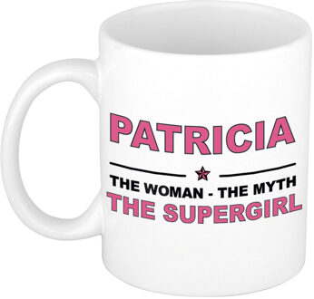 Bellatio Decorations Naam cadeau mok/ beker Patricia The woman, The myth the supergirl 300 ml - Naam mokken Multikleur