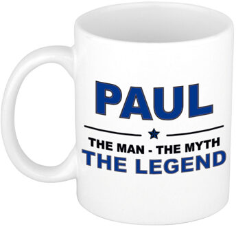 Bellatio Decorations Naam cadeau mok/ beker Paul The man, The myth the legend 300 ml - Naam mokken Multikleur