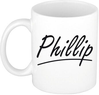 Bellatio Decorations Naam cadeau mok / beker Phillip met sierlijke letters 300 ml