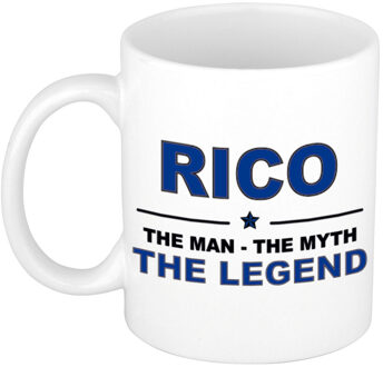 Bellatio Decorations Naam cadeau mok/ beker Rico The man, The myth the legend 300 ml - Naam mokken Multikleur