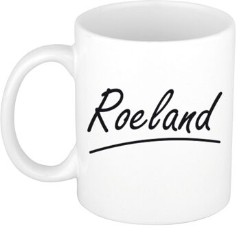 Bellatio Decorations Naam cadeau mok / beker Roeland met sierlijke letters 300 ml