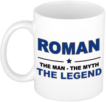 Bellatio Decorations Naam cadeau mok/ beker Roman The man, The myth the legend 300 ml - Naam mokken Multikleur