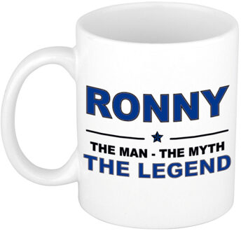 Bellatio Decorations Naam cadeau mok/ beker Ronny The man, The myth the legend 300 ml - Naam mokken Multikleur