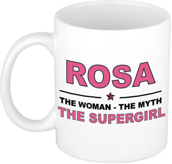 Bellatio Decorations Naam cadeau mok/ beker Rosa The woman, The myth the supergirl 300 ml - Naam mokken Multikleur