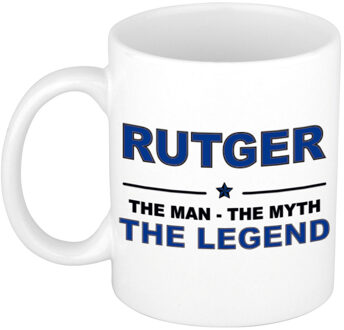Bellatio Decorations Naam cadeau mok/ beker Rutger The man, The myth the legend 300 ml - Naam mokken Multikleur