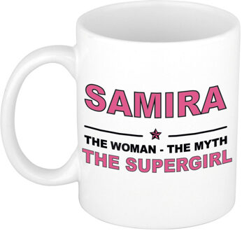 Bellatio Decorations Naam cadeau mok/ beker Samira The woman, The myth the supergirl 300 ml - Naam mokken Multikleur